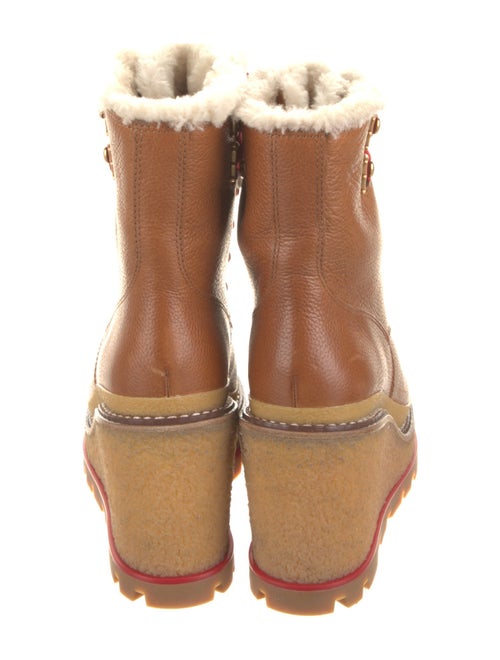 Tory Burch Leather Fur Trim Combat Boots