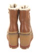 Tory Burch Leather Fur Trim Combat Boots