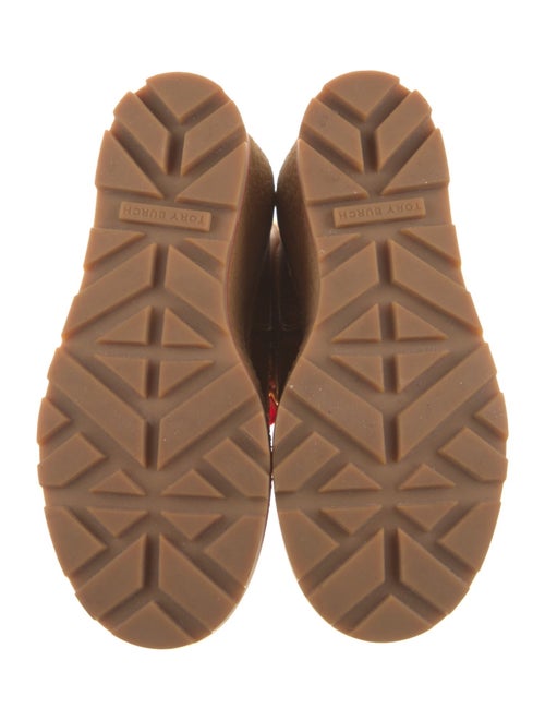 Tory Burch Leather Fur Trim Combat Boots