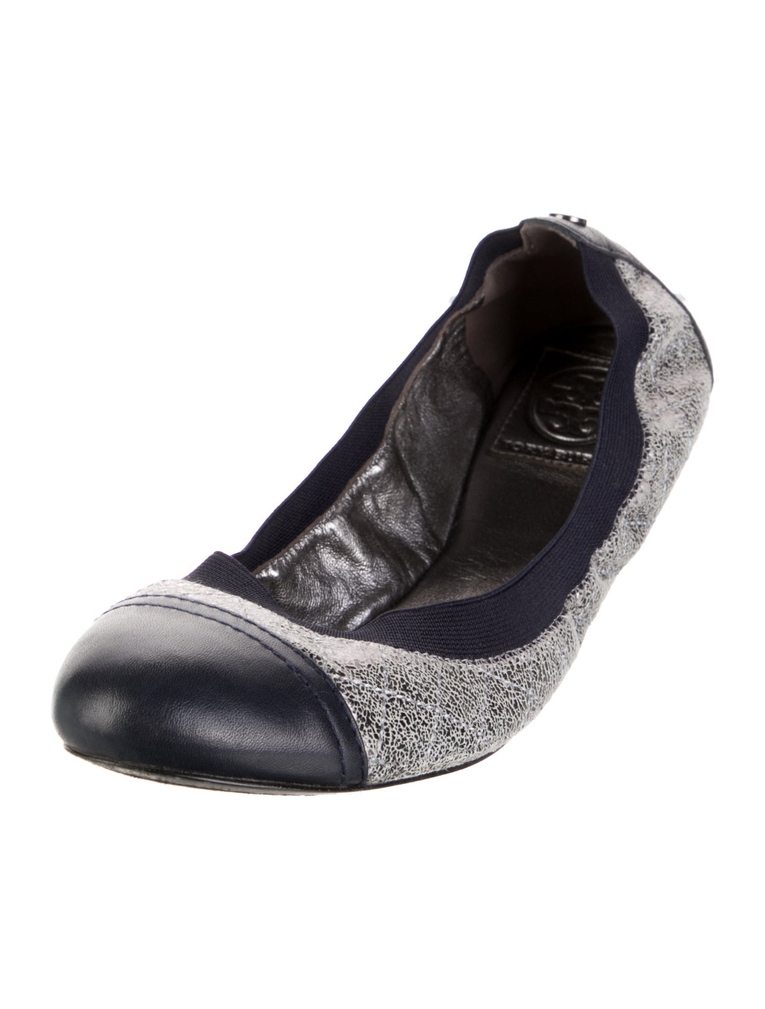 Tory Burch Leather Grosgrain Trim Ballet Flats