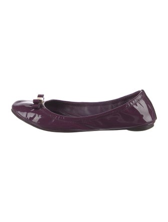 Tory Burch Patent Leather Bow Accents Ballet Flats