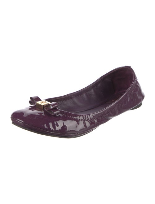 Tory Burch Patent Leather Bow Accents Ballet Flats