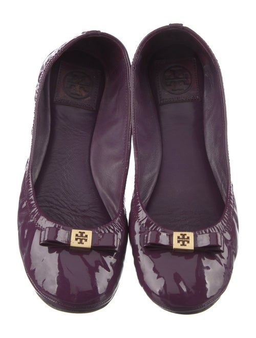 Tory Burch Patent Leather Bow Accents Ballet Flats