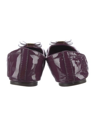 Tory Burch Patent Leather Bow Accents Ballet Flats