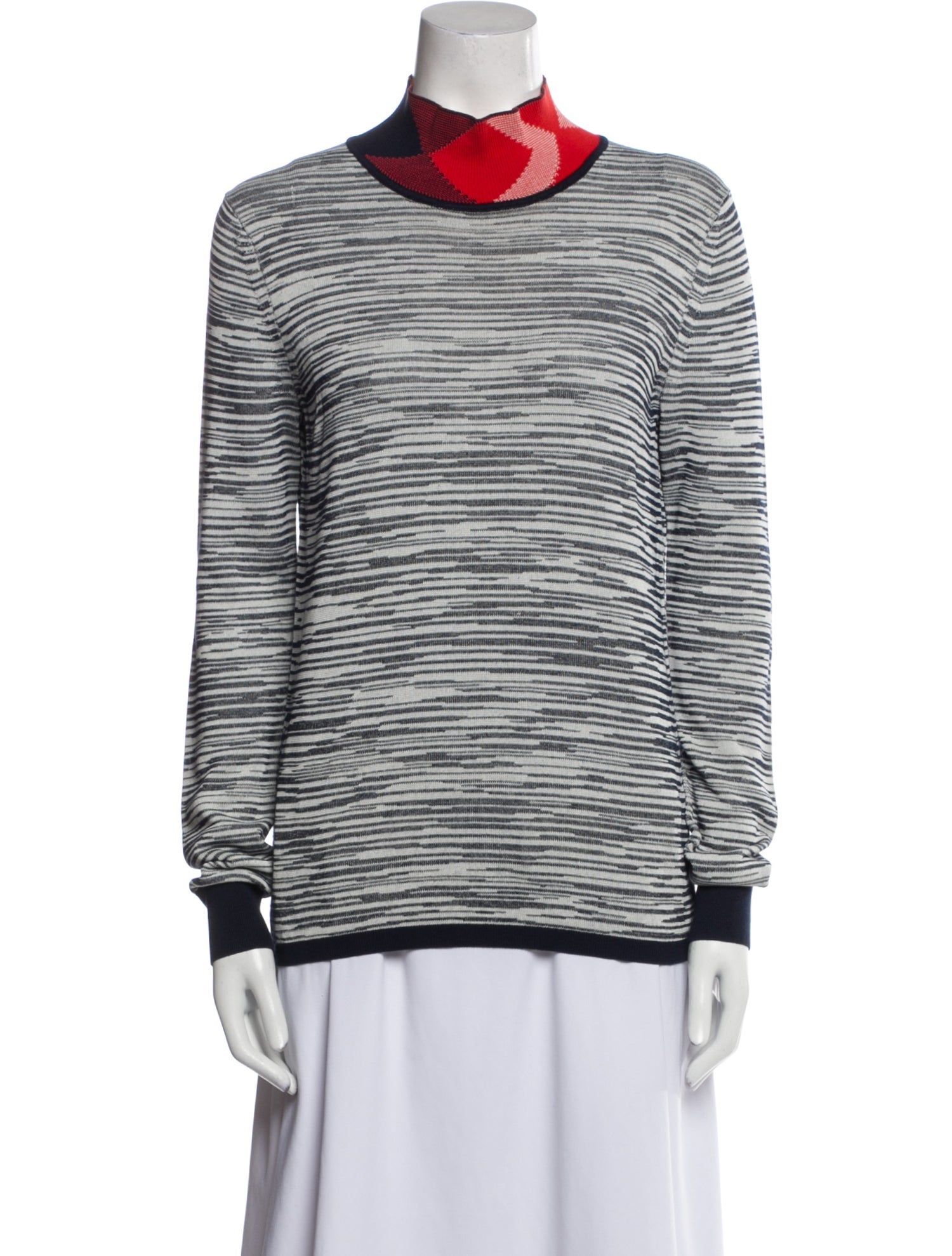 Tory Burch Striped Cowl Neck Sweatshirt