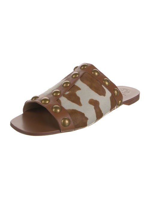 Tory Burch Ponyhair Animal Print Slides