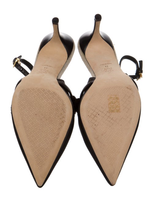 Tory Burch Satin Fringe Trim Accent Slingback Pumps