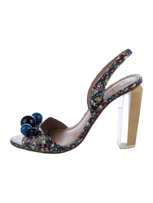 Tory Burch Patent Leather Printed Slingback Sandals