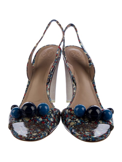 Tory Burch Patent Leather Printed Slingback Sandals