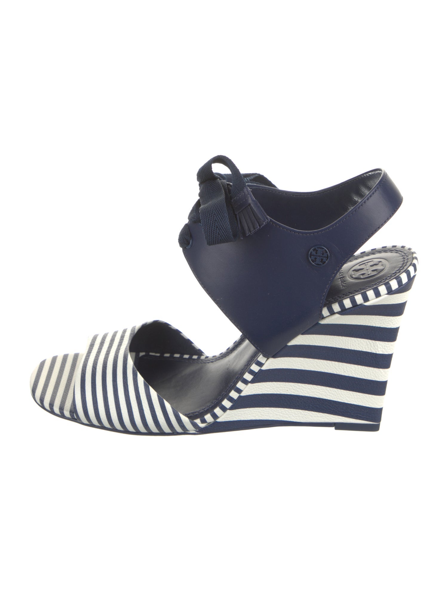 Tory Burch Leather Striped Slingback Sandals