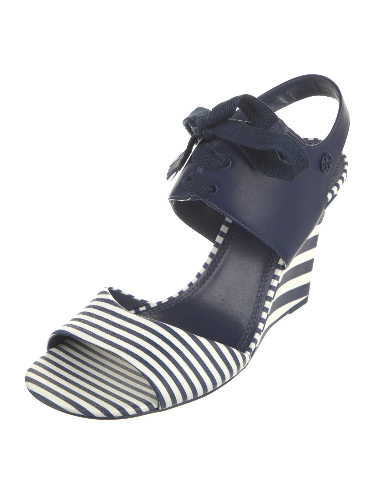 Tory Burch Leather Striped Slingback Sandals