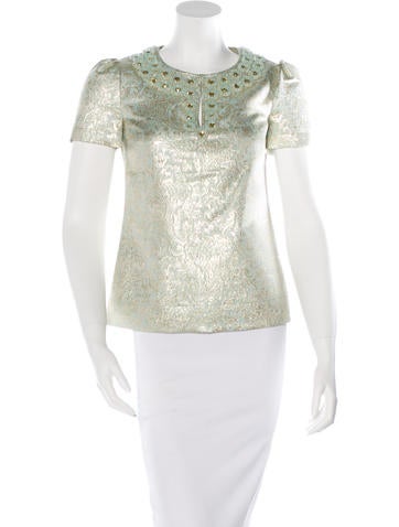 Tory Burch Embellished Brocade Top