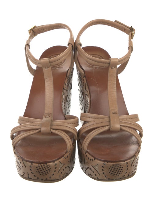 Tory Burch Leather Lasercut Accents T-Strap Sandals