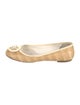Tory Burch Raffia Leather Trim Embellishment Ballet Flats