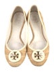 Tory Burch Raffia Leather Trim Embellishment Ballet Flats