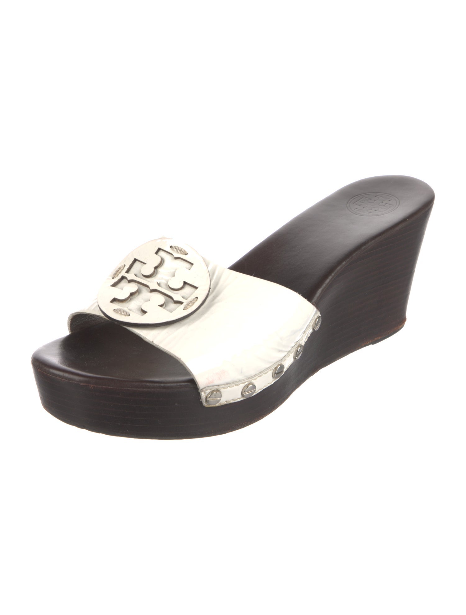 Tory Burch Patent Leather Studded Accents Slides