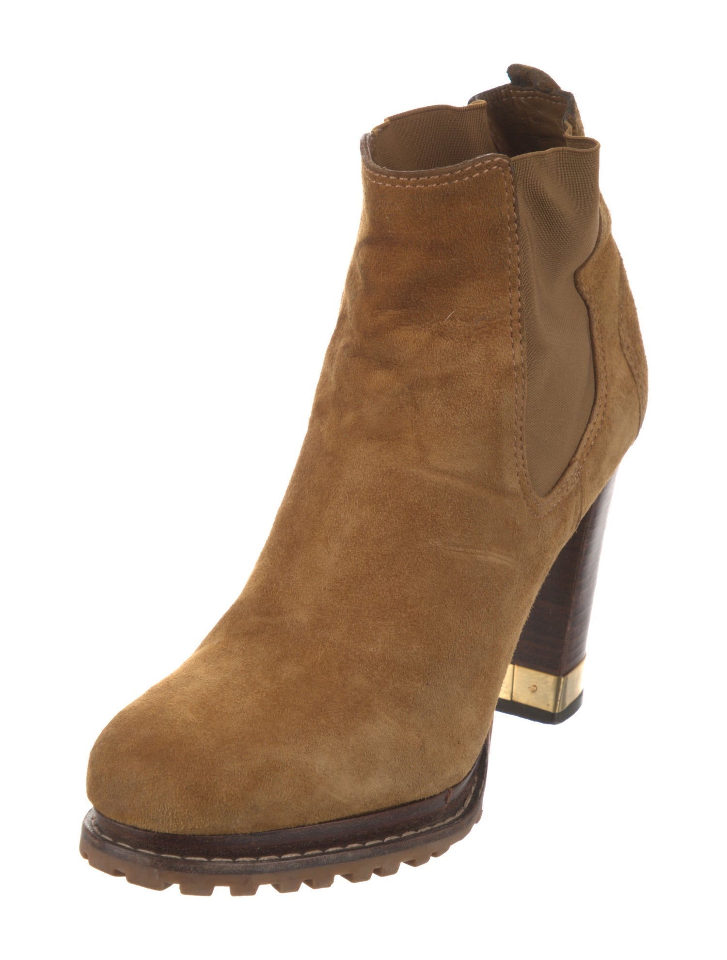 Tory Burch Suede Whipstitch Trim Chelsea Boots