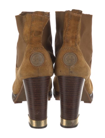 Tory Burch Suede Whipstitch Trim Chelsea Boots