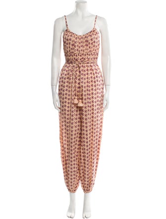 Tory Burch Printed Square Neckline Jumpsuit