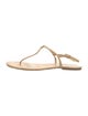 Tory Burch Leather Embroidered Accent T-Strap Sandals