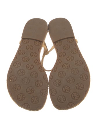 Tory Burch Leather Embroidered Accent T-Strap Sandals