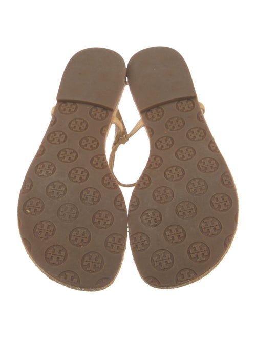 Tory Burch Leather Embroidered Accent T-Strap Sandals