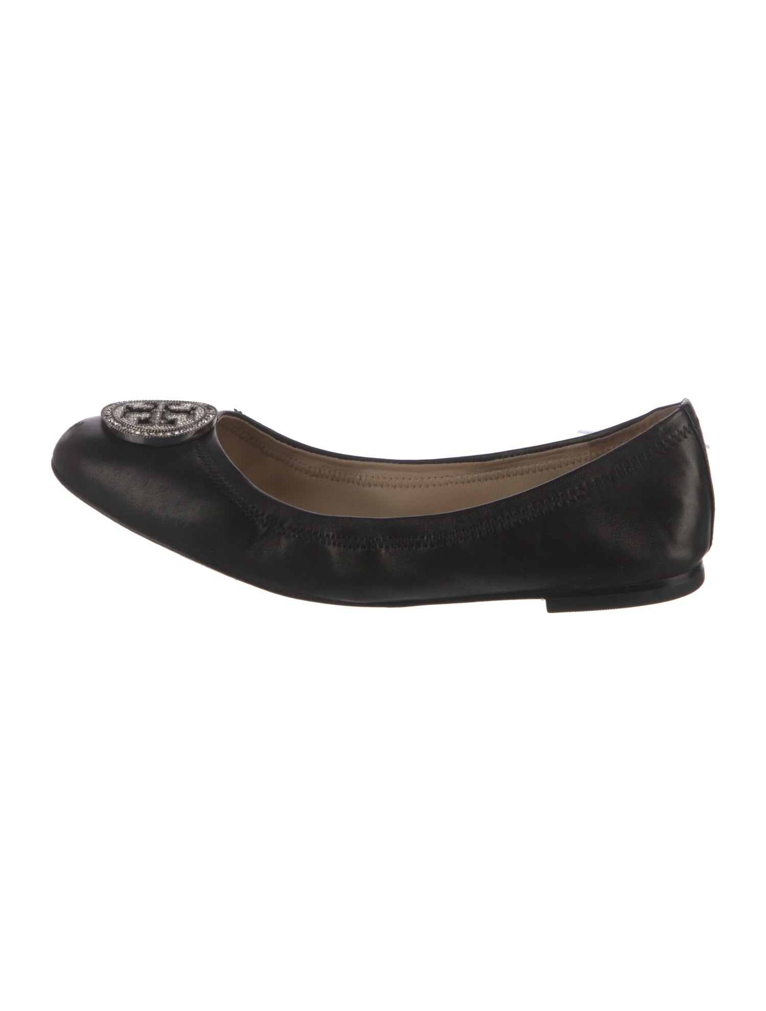 Tory Burch Leather Crystal Embellishments Ballet Flats