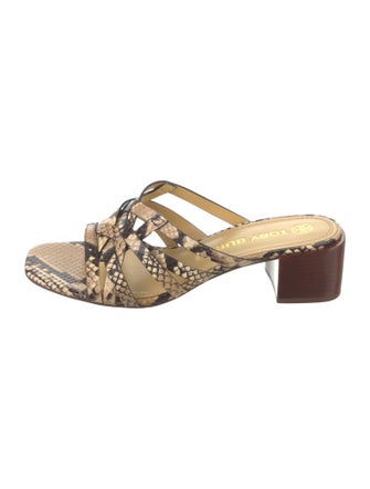Tory Burch Leather Animal Print Slides