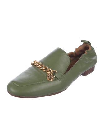 Tory Burch Leather Chain-Link Accents Loafers