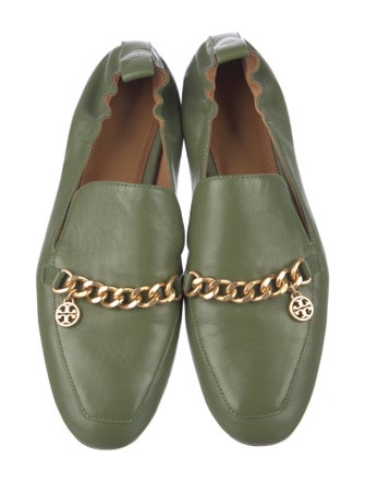 Tory Burch Leather Chain-Link Accents Loafers