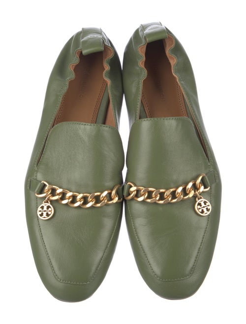 Tory Burch Leather Chain-Link Accents Loafers