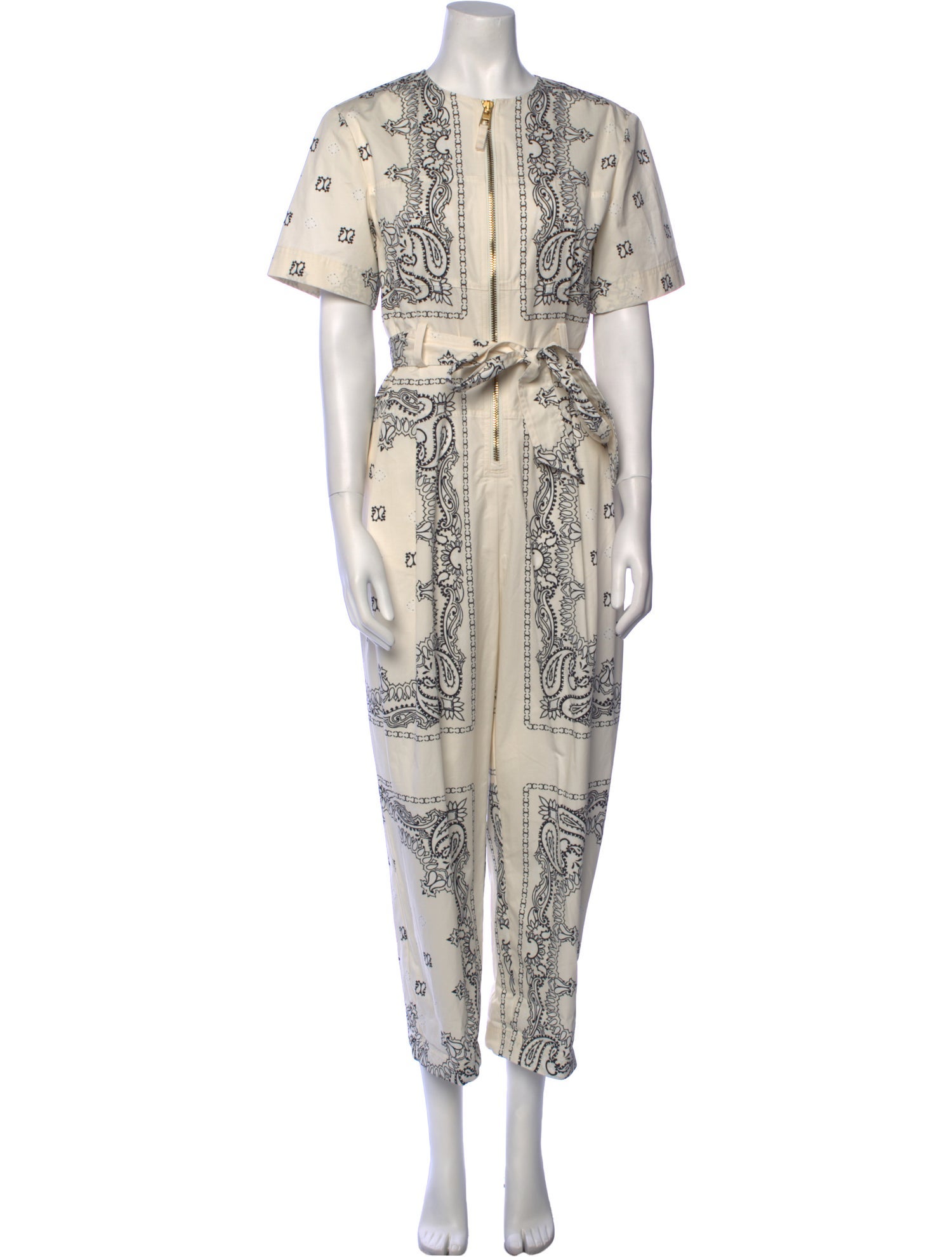 Tory Burch Paisley Print Crew Neck Jumpsuit