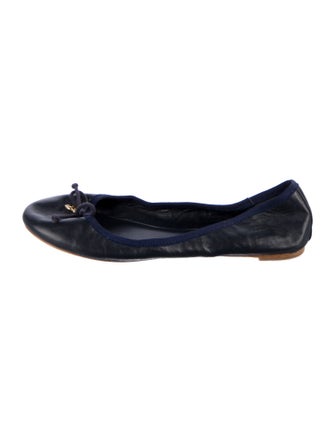 Tory Burch Leather Bow Accents Ballet Flats
