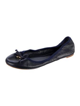 Tory Burch Leather Bow Accents Ballet Flats