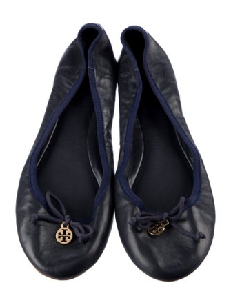 Tory Burch Leather Bow Accents Ballet Flats