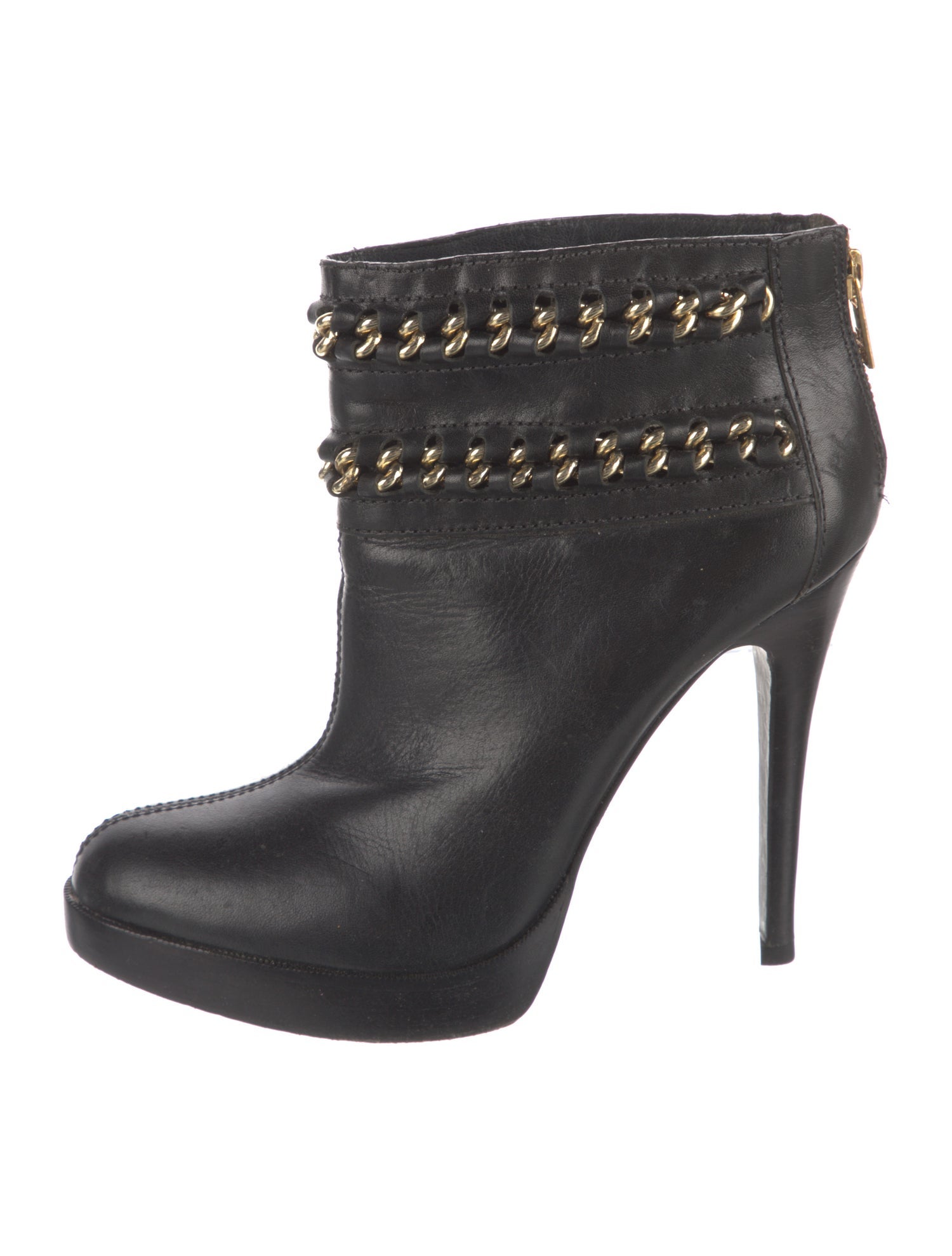 Tory Burch Leather Chain-Link Accents Boots