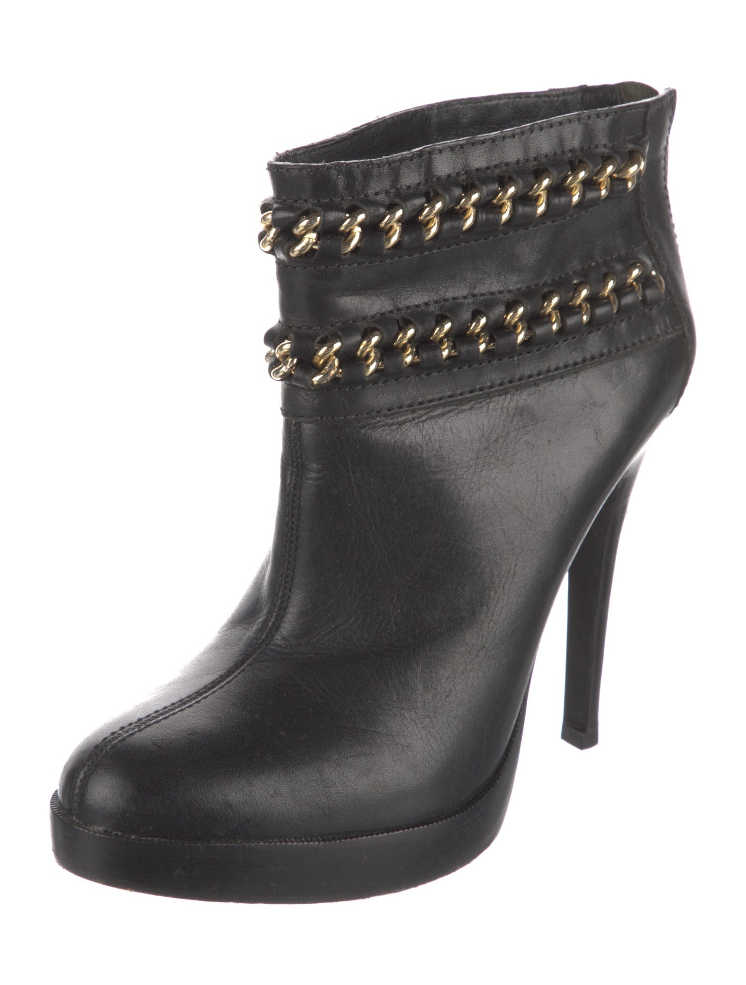 Tory Burch Leather Chain-Link Accents Boots