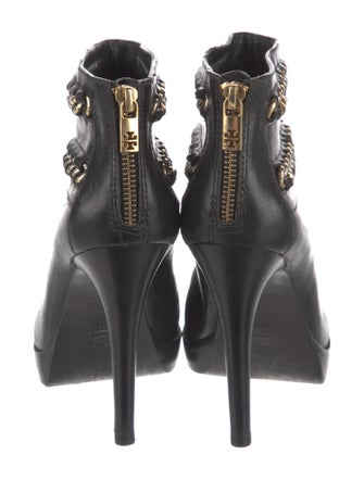 Tory Burch Leather Chain-Link Accents Boots