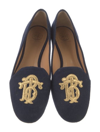 Tory Burch Wool Embroidered Accent Loafers
