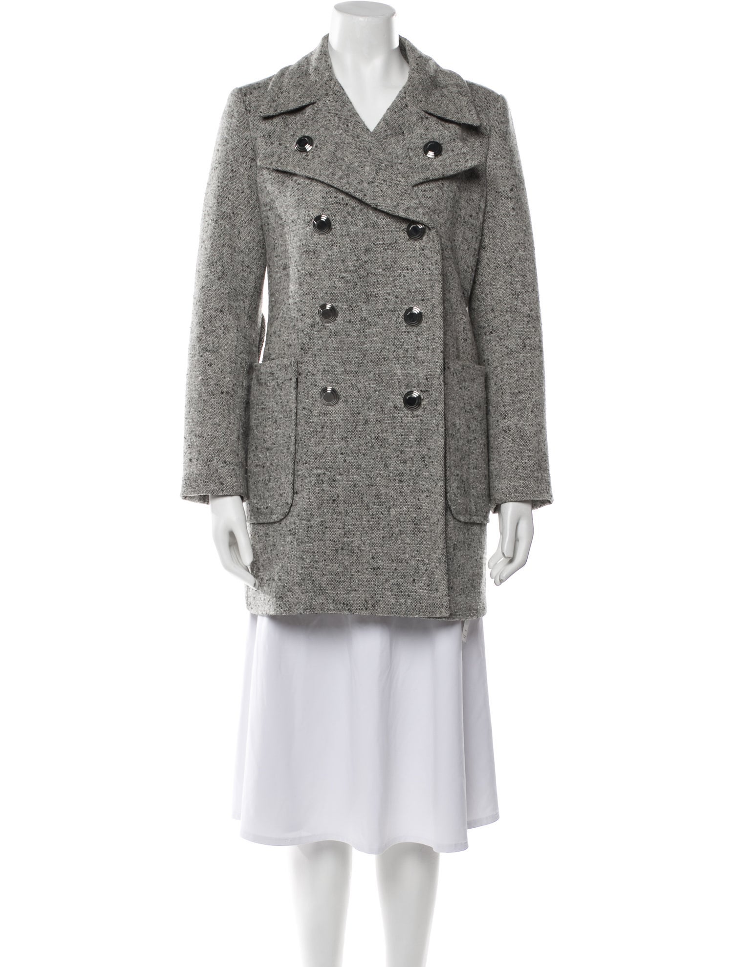 Tory Burch Linen Tweed Pattern Peacoat
