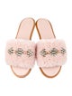 Tory Burch Fur Crystal Embellishments Slides