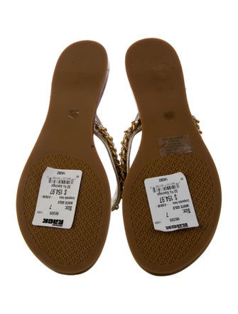 Tory Burch Leather Chain-Link Accents Slides