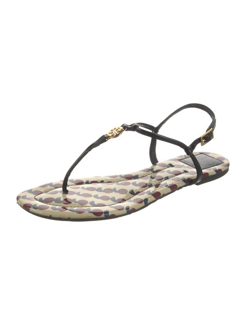 Tory Burch Patent Leather Printed T-Strap Sandals