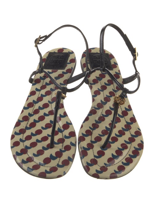 Tory Burch Patent Leather Printed T-Strap Sandals