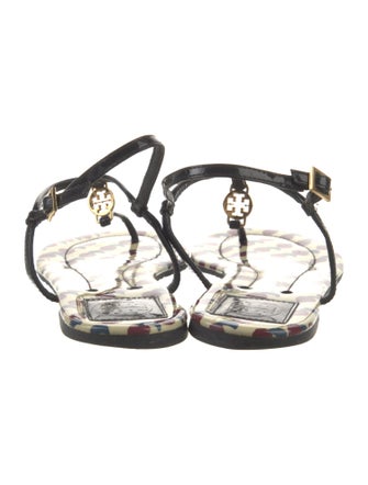 Tory Burch Patent Leather Printed T-Strap Sandals