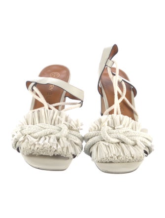 Tory Burch Leather Raw-Edge Trim Sandals