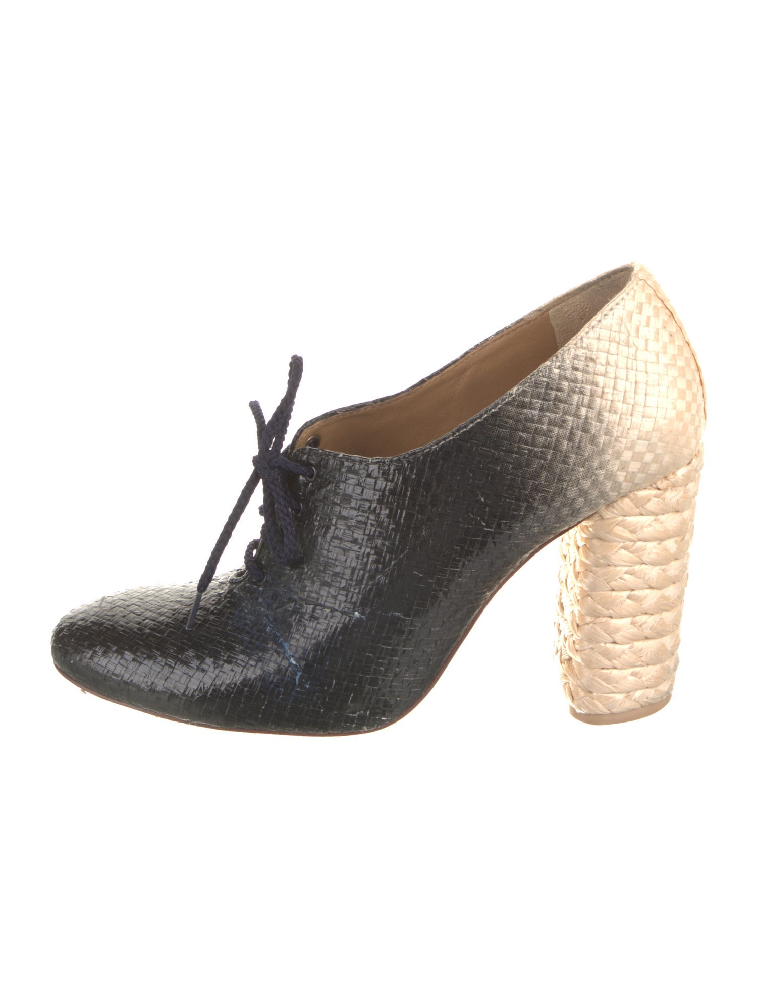 Tory Burch Straw Colorblock Pattern Pumps