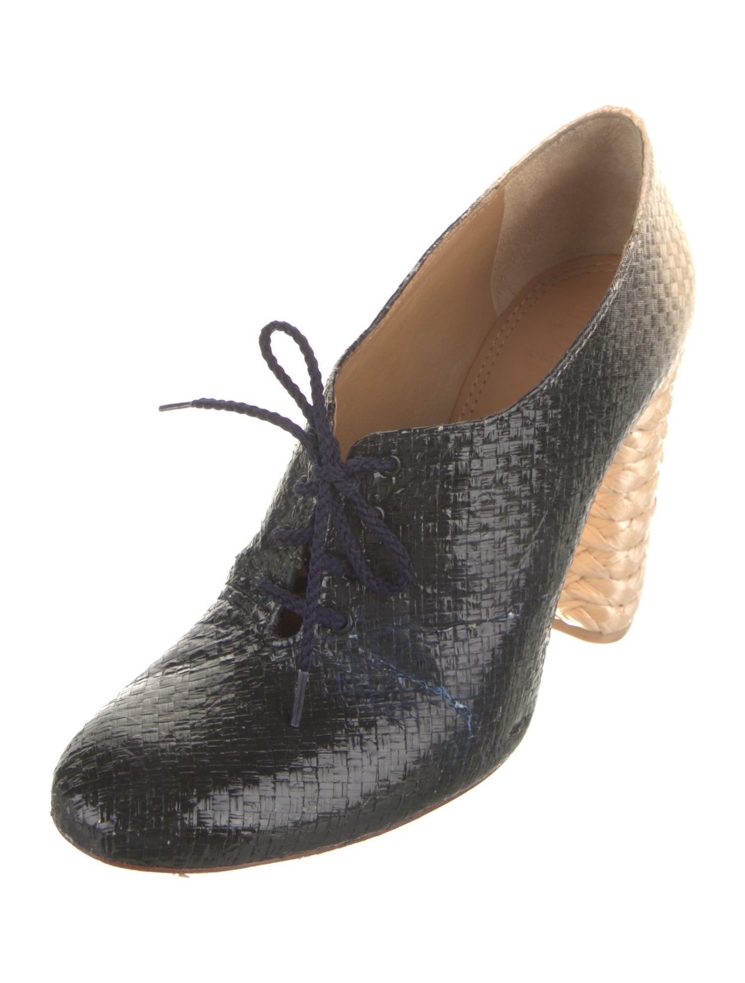 Tory Burch Straw Colorblock Pattern Pumps