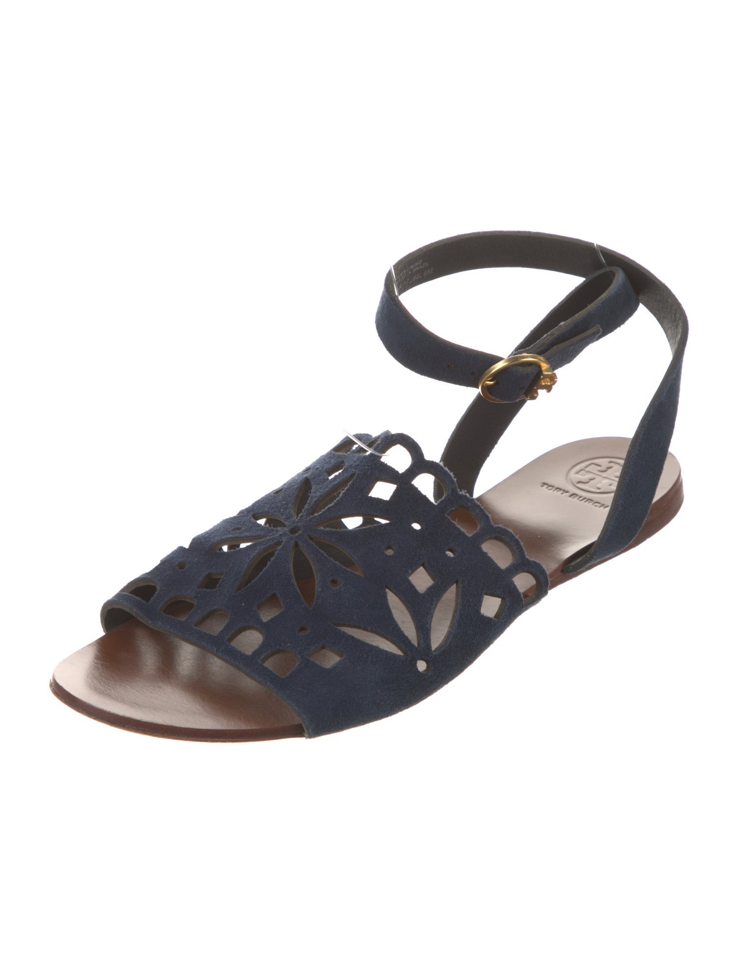 Tory Burch Suede Lasercut Accents Gladiator Sandals