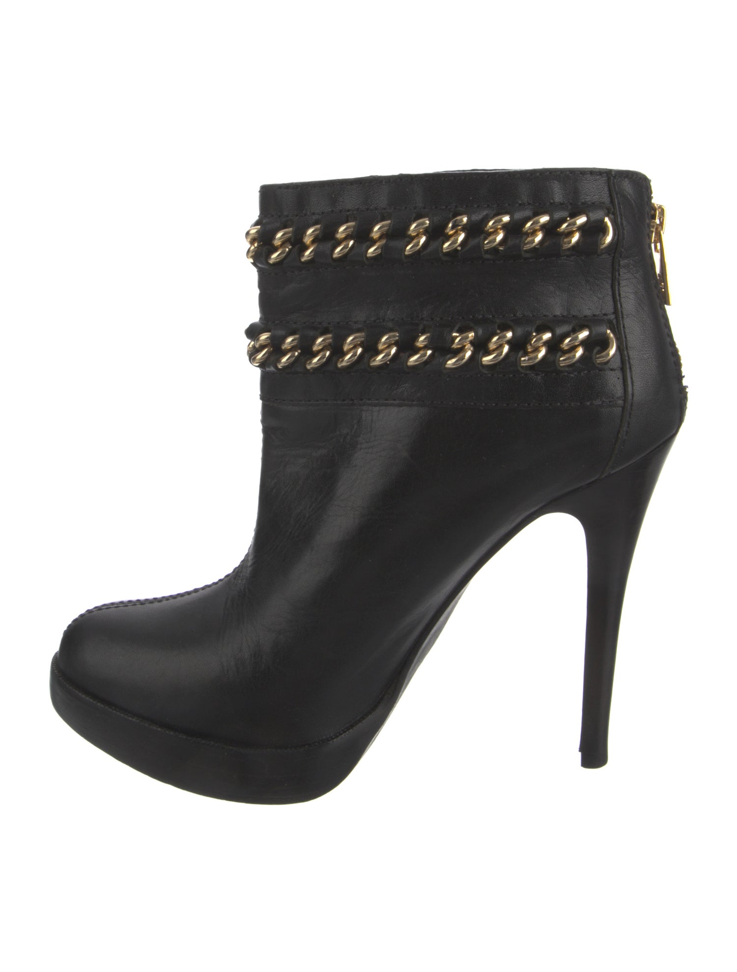 Tory Burch Leather Chain-Link Accents Boots